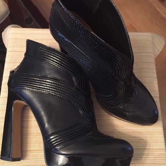 MRKT Black leather booties, 5” wide heel, 1” platform, excellent condition, 9 - Picture 1 of 8
